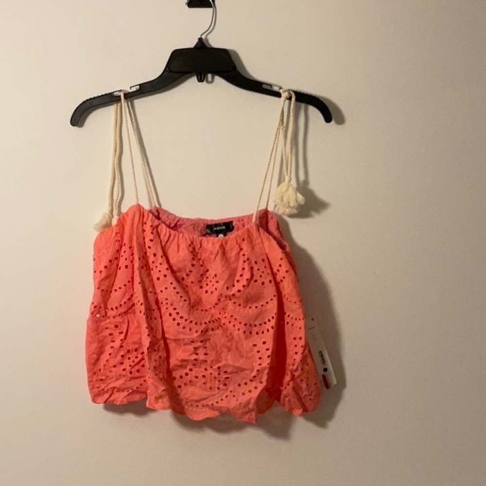Aqua Coral Camisole Top with Delicate Eyelet Design
